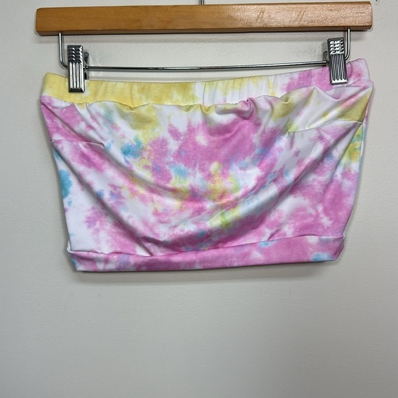 Re/Done Tie Dye Swim Tube Top Pink Yellow Blue‎ Medium - Picture 2 of 5